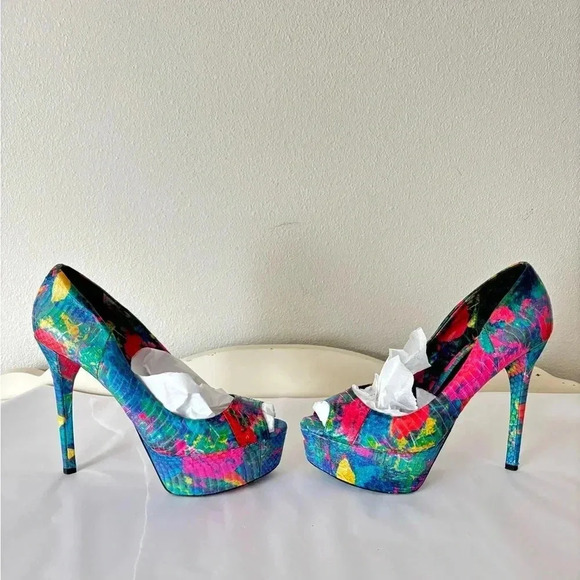 Brian Atwood Multicolor Peep Toe Heels - Picture 3 of 8